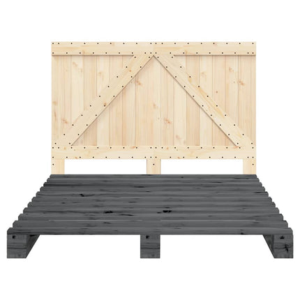 sengeramme med sengegavl 140x200 cm massivt fyrretræ grå