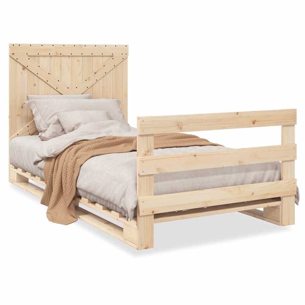 sengeramme med sengegavl 100x200 cm massivt fyrretræ