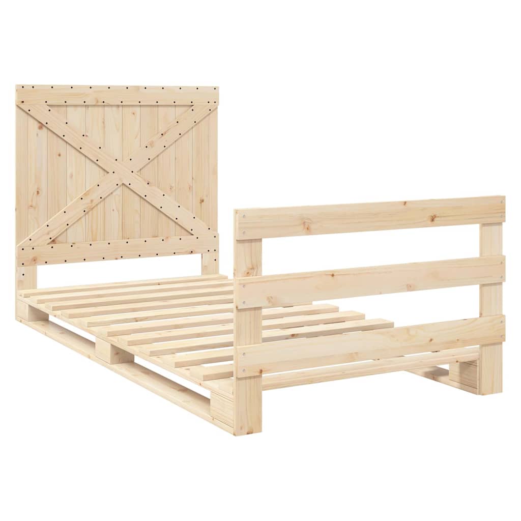 sengeramme med sengegavl 100x200 cm massivt fyrretræ