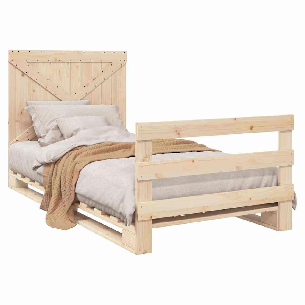 sengeramme med sengegavl 100x200 cm massivt fyrretræ