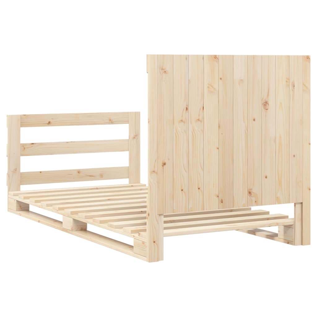 sengeramme med sengegavl 100x200 cm massivt fyrretræ