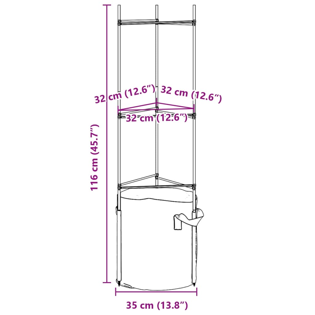 espalierer med planteposer 4 stk. 116 cm stål og PP