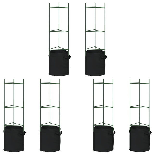 espalierer med planteposer 6 stk. 116 cm stål og PP