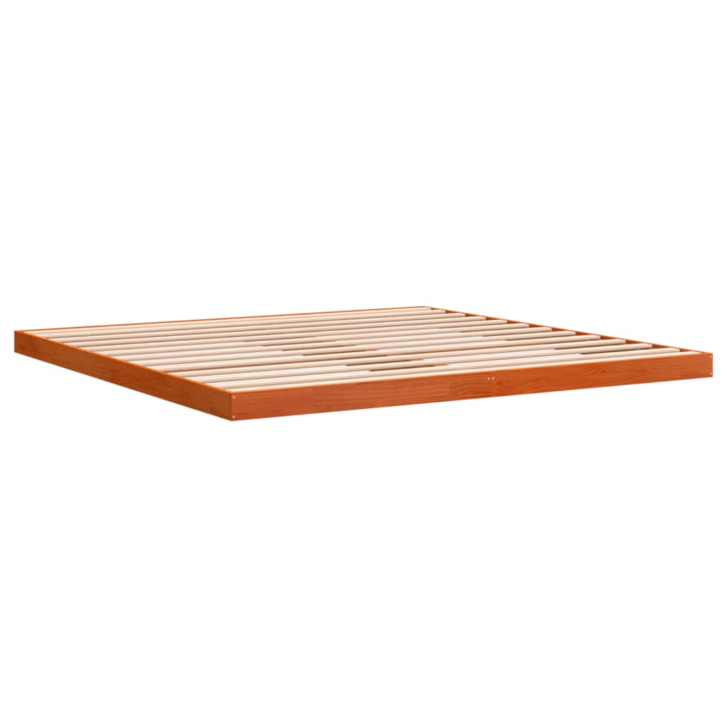 sengeramme 200x200 cm massivt fyrretræ gyldenbrun