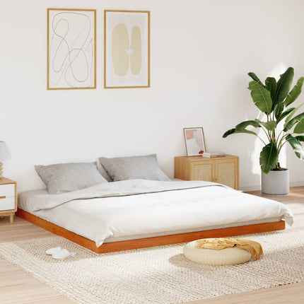 sengeramme 200x200 cm massivt fyrretræ gyldenbrun