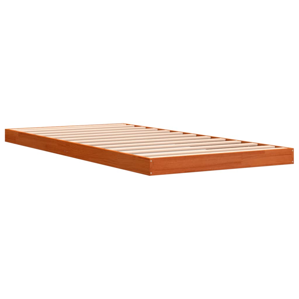 sengeramme 100x200 cm massivt fyrretræ gyldenbrun