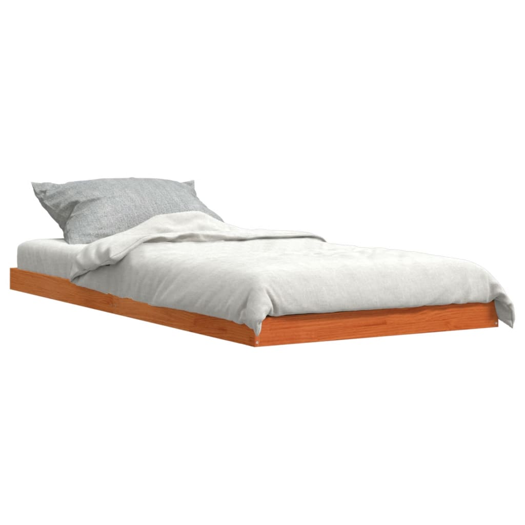 sengeramme 90x200 cm massivt fyrretræ gyldenbrun