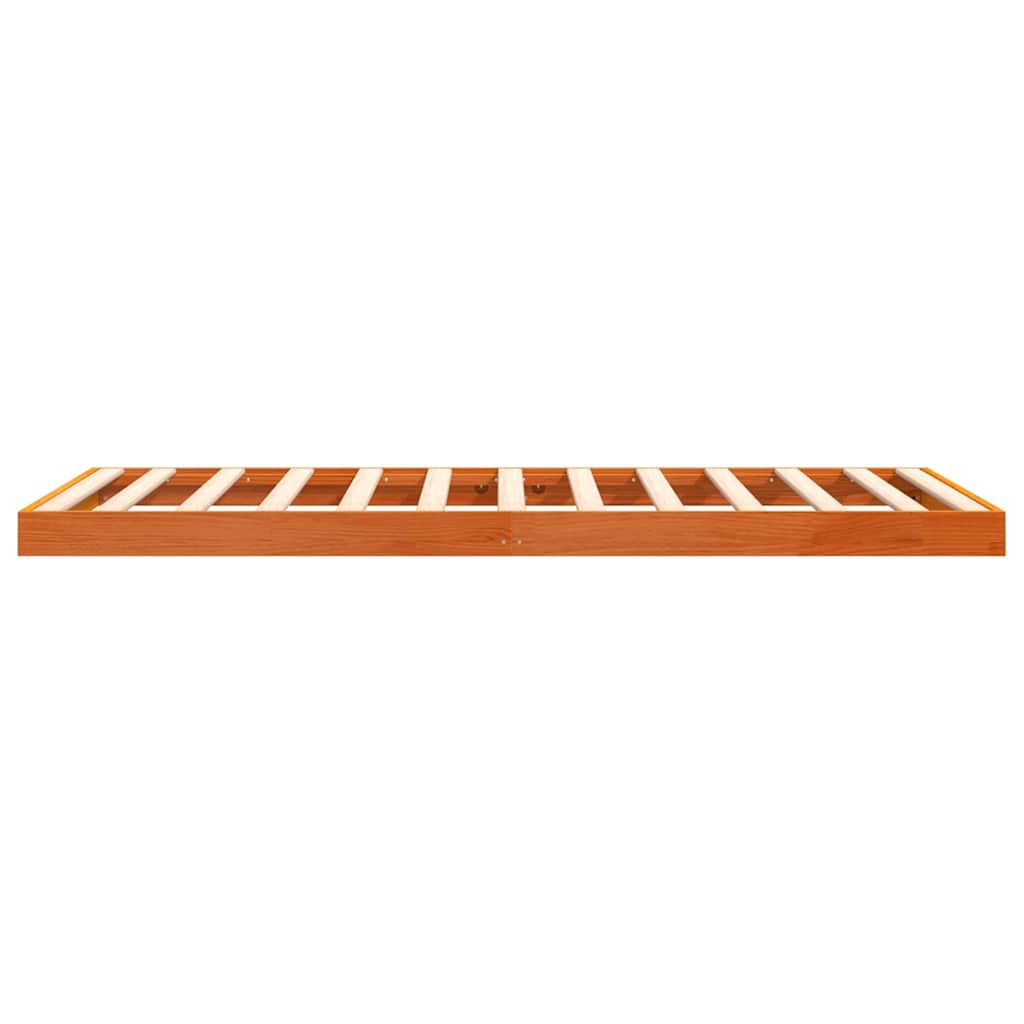 sengeramme 75x190 cm massivt fyrretræ gyldenbrun