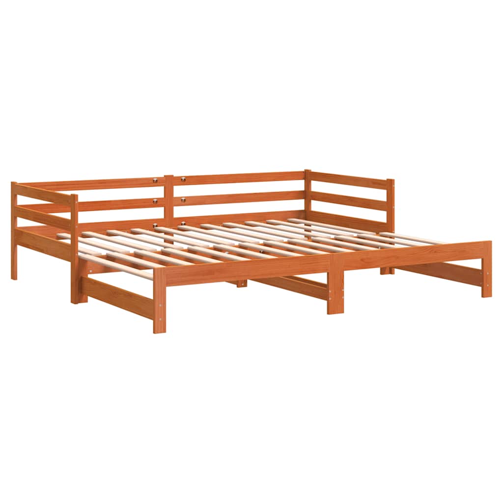daybed med udtræk 90x200 cm massivt fyrretræ gyldenbrun