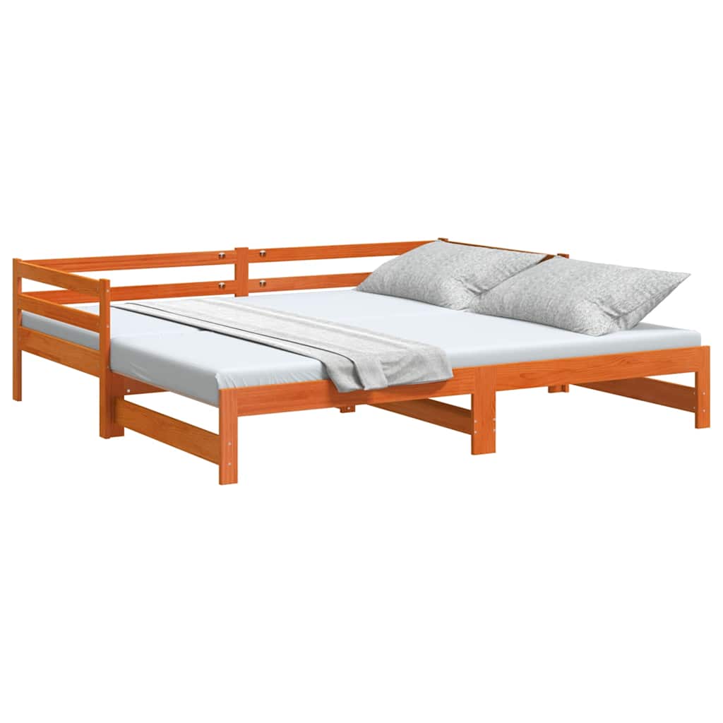 daybed m. udtræk uden madrasser 90x190cm massivt træ gyldenbrun