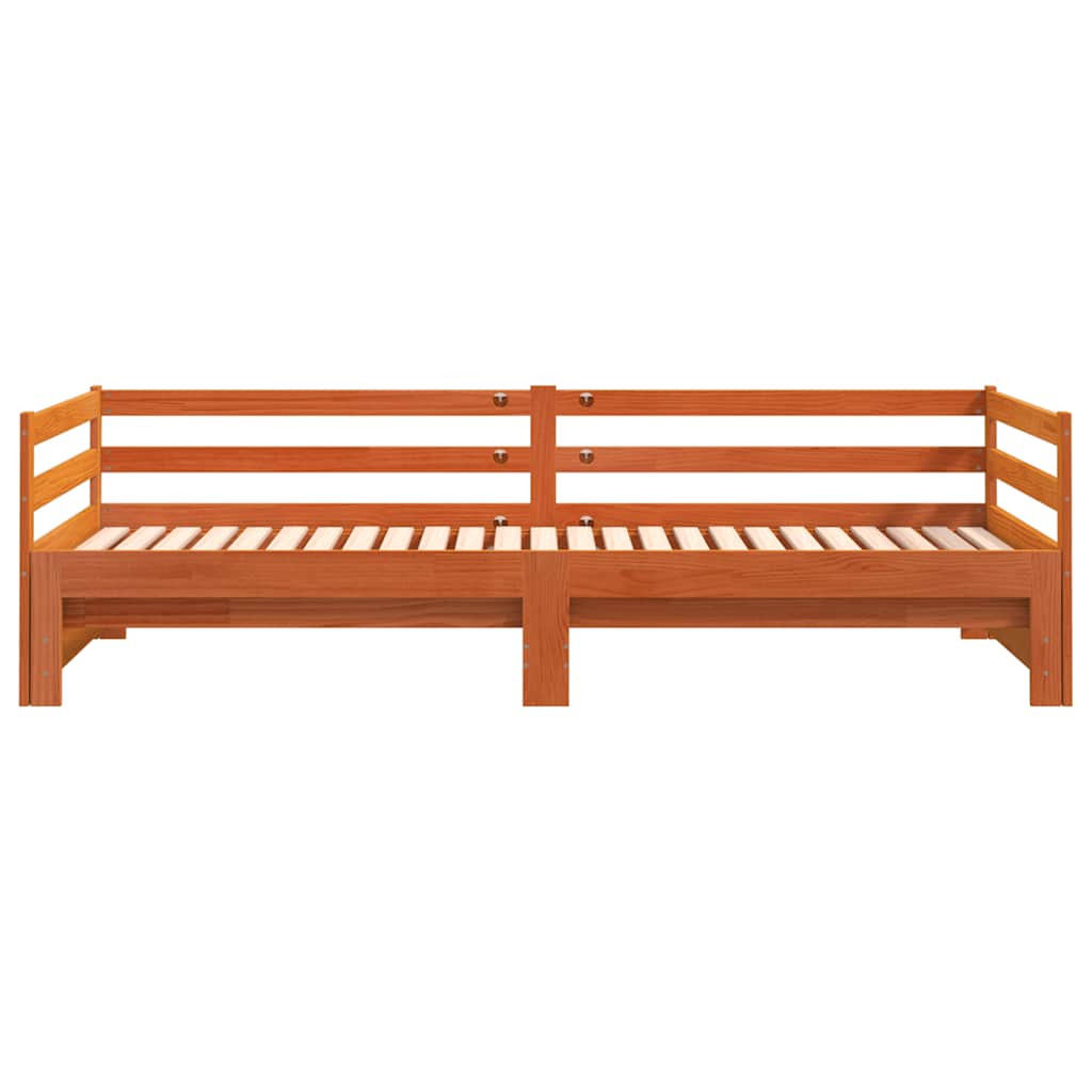 daybed m. udtræk uden madrasser 90x190cm massivt træ gyldenbrun
