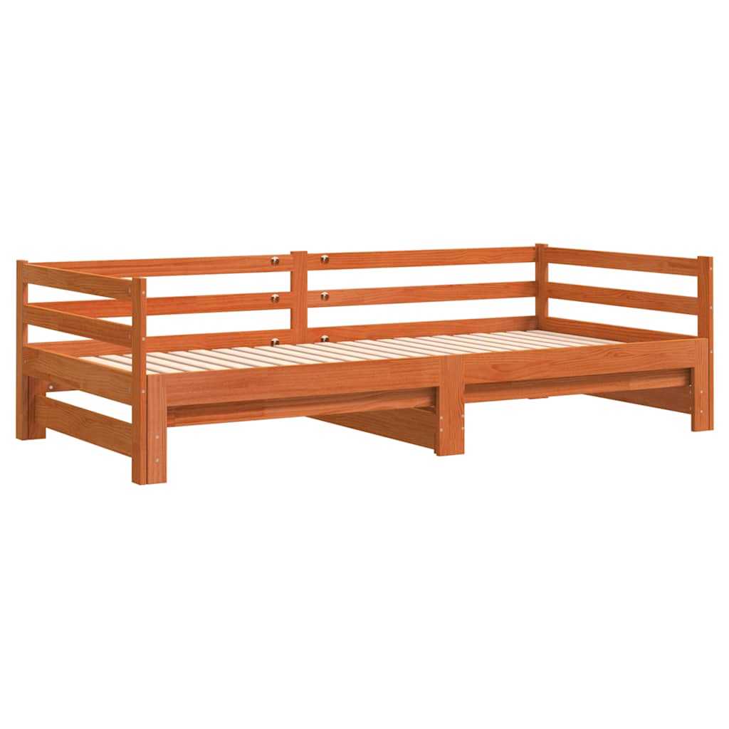 daybed m. udtræk uden madrasser 90x190cm massivt træ gyldenbrun