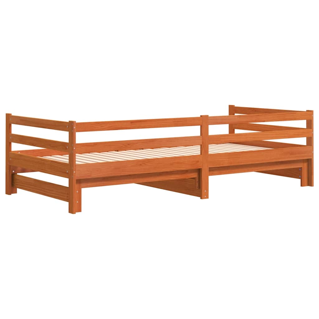 daybed m. udtræk uden madrasser 90x190cm massivt træ gyldenbrun