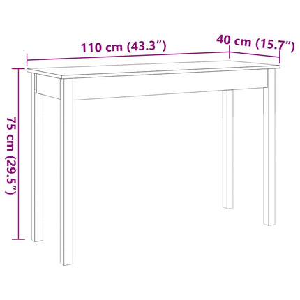 konsolbord 110x40x75 cm massivt fyrretræ gyldenbrun