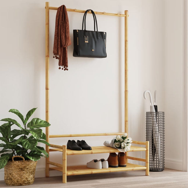 tøjstativ med hylder 103x40x183 cm bambus
