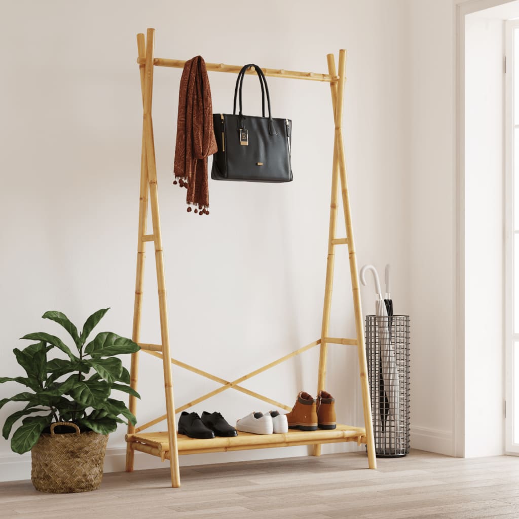 tøjstativ med hylde 102x50x190 cm bambus