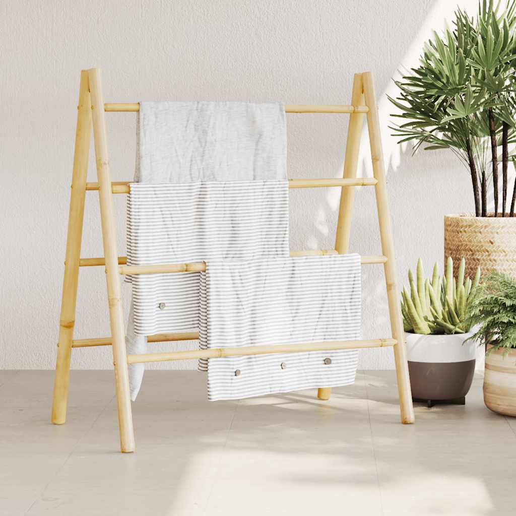 Dobbelt håndklædestativ i bambus - 90 × 50 × 100 cm, 4 stænger