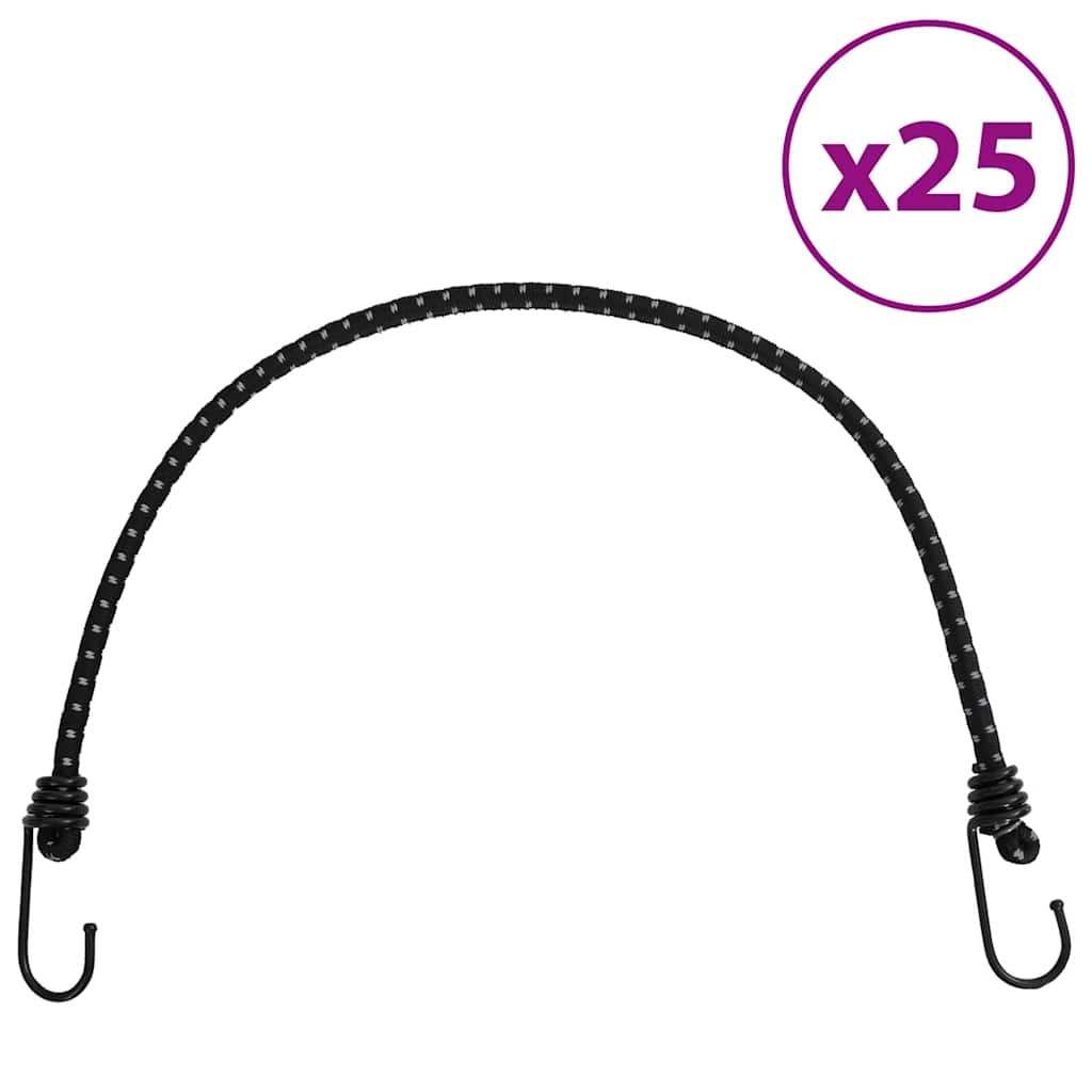 elastiksnore 25 stk. med reflekstriber og kroge 59 cm
