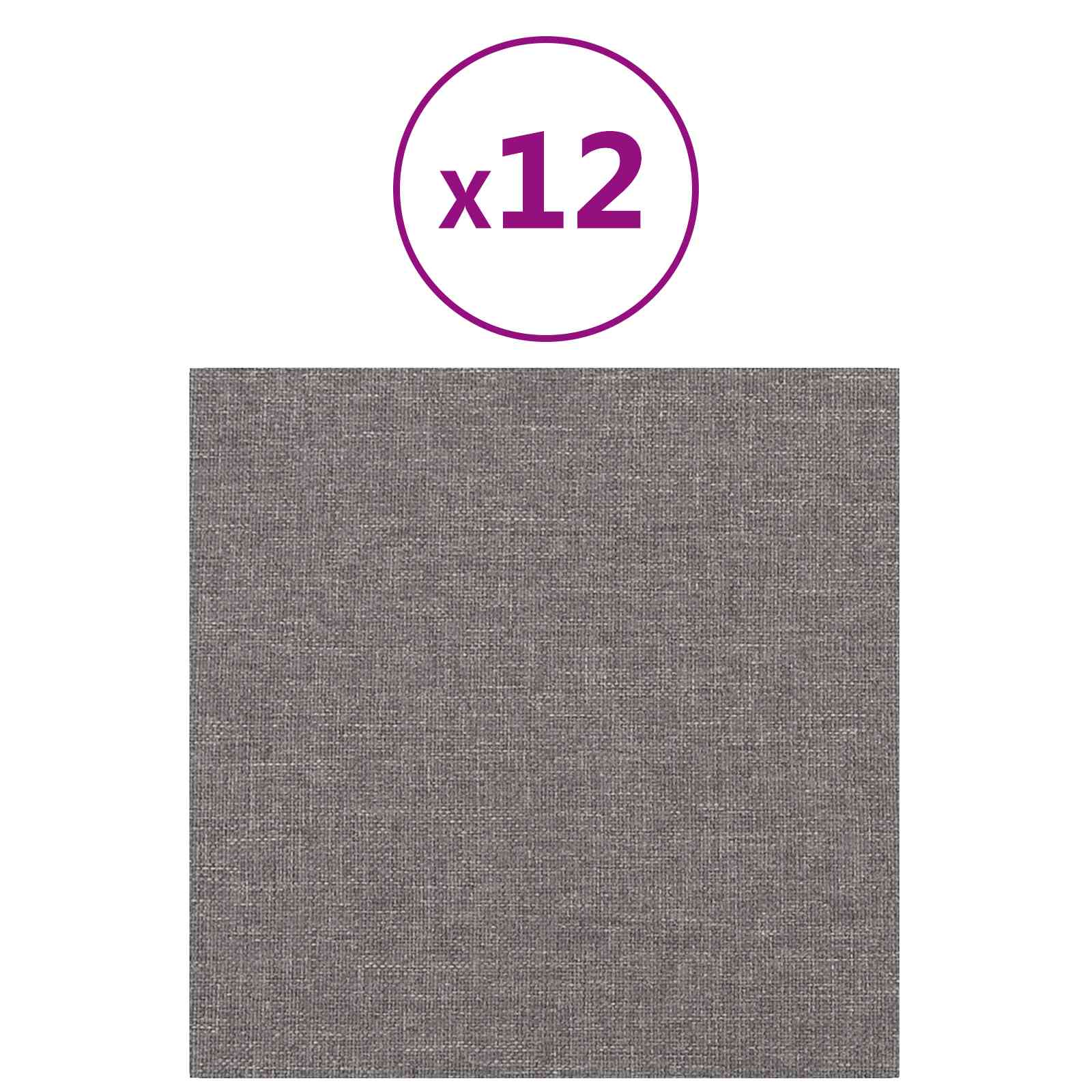 Væghovedgærde 12 pcs Lysegrå 30 x 30 cm Stof