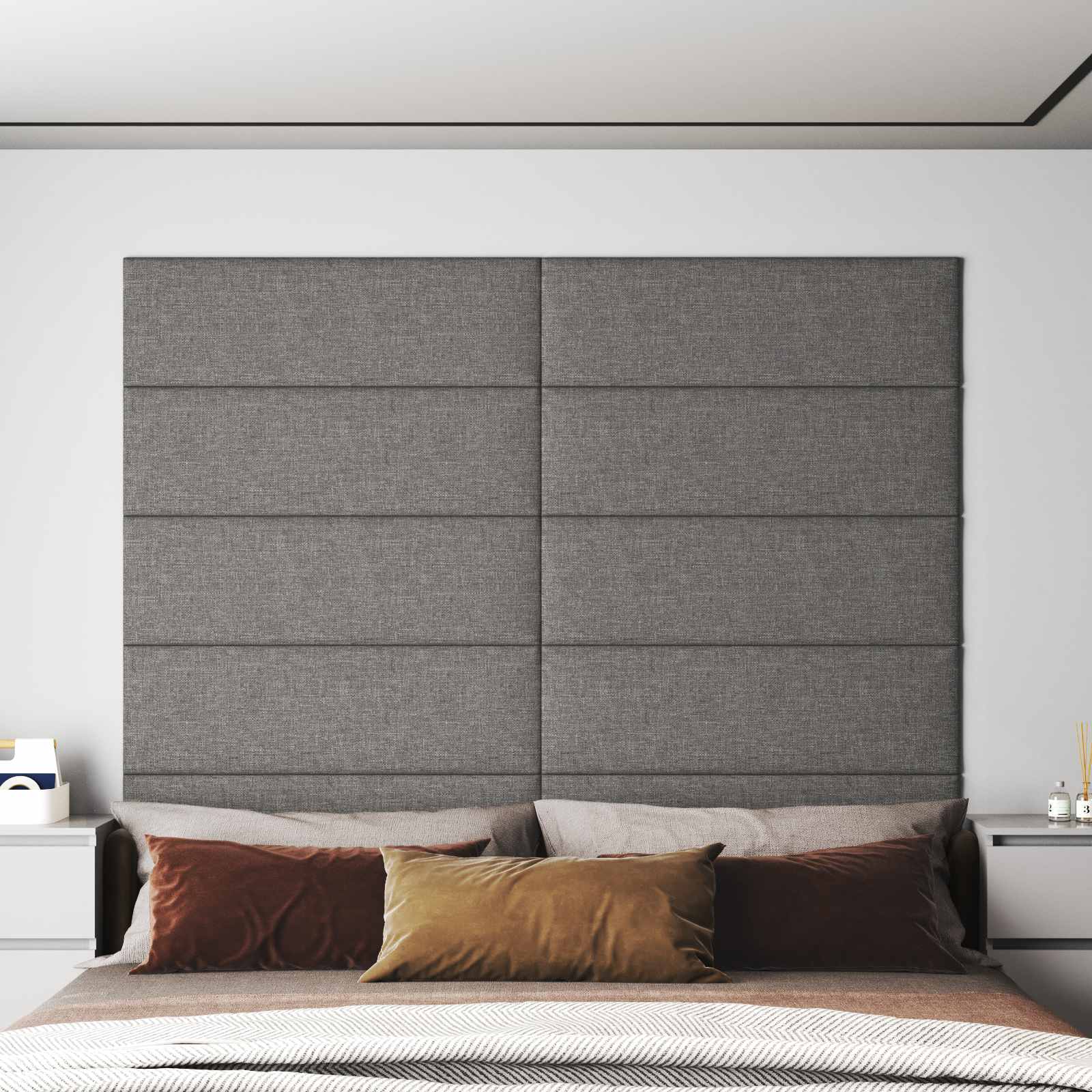 Væghovedgærde 12 pcs Lysegrå 90 x 30 cm Stof