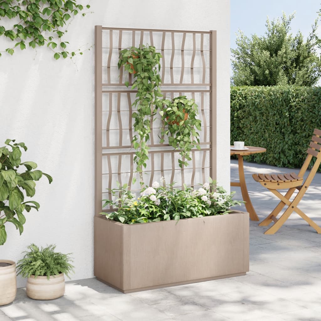 plantekasse med espalier 80x36x140 cm PP lysebrun
