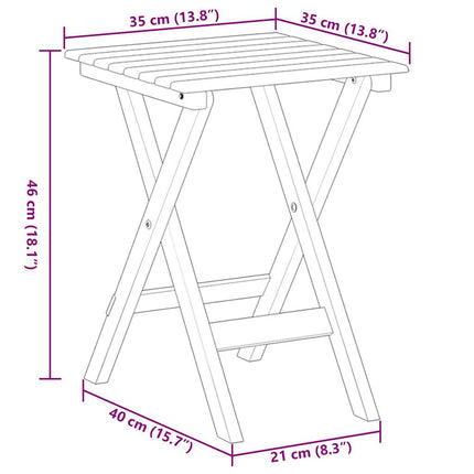 sidebord foldbart massivt poppeltræ sort