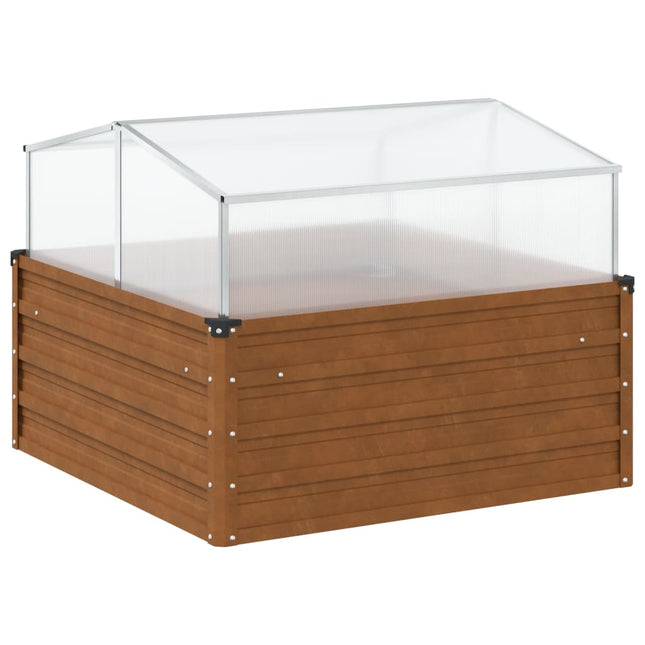 plantekasse med drivhus cortenstål