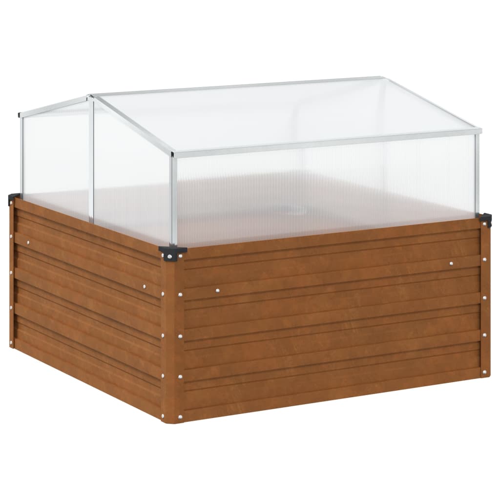 plantekasse med drivhus cortenstål