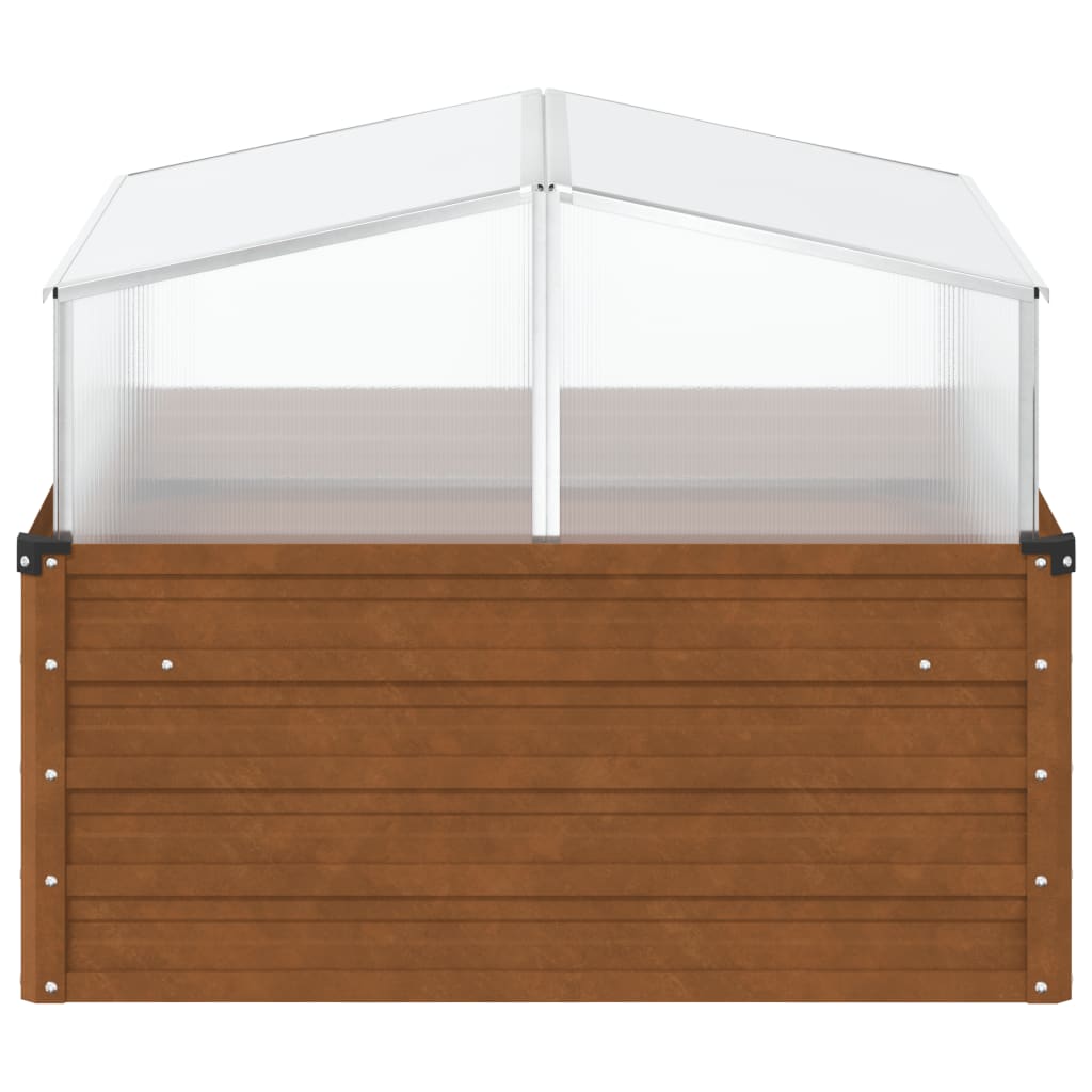 plantekasse med drivhus cortenstål