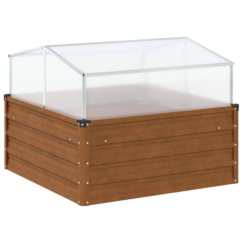 plantekasse med drivhus cortenstål