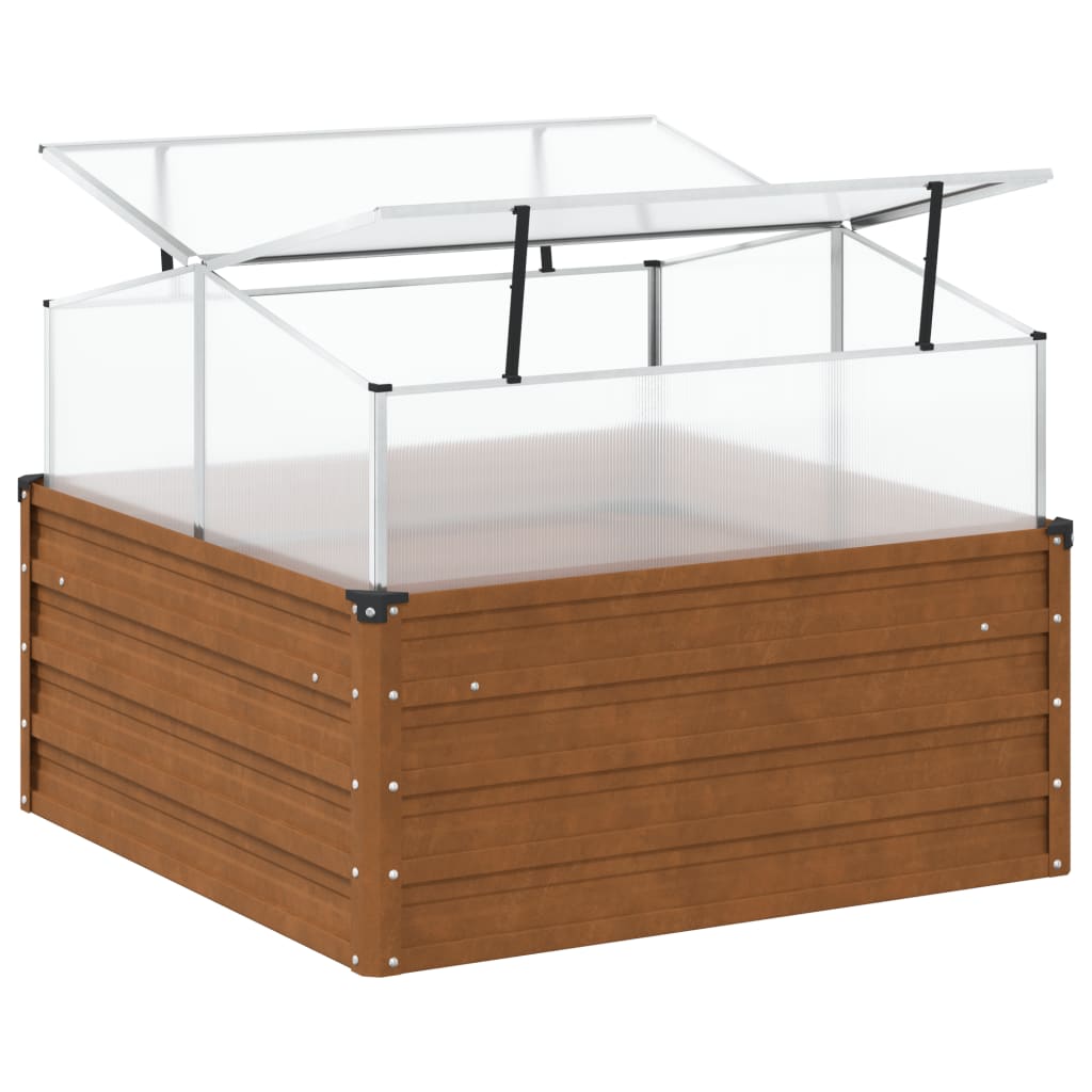 plantekasse med drivhus cortenstål