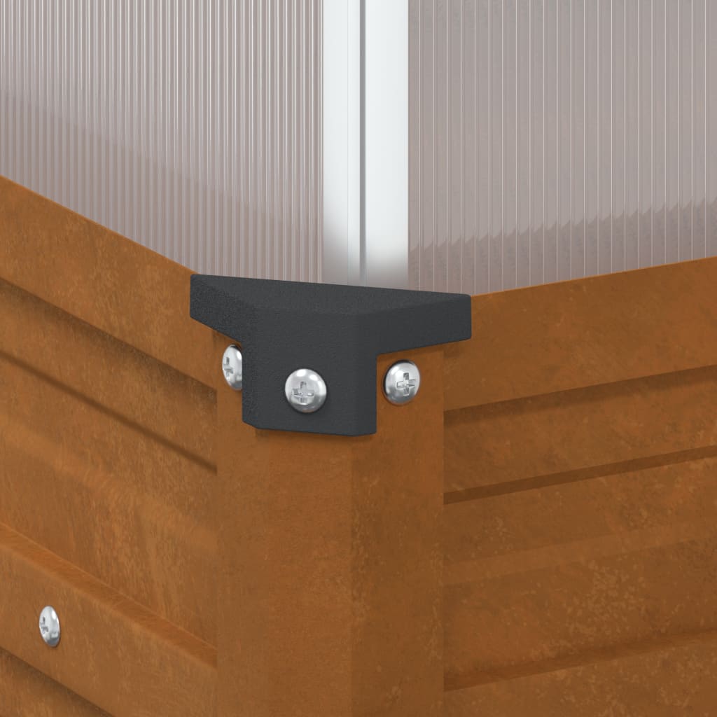 plantekasse med drivhus cortenstål