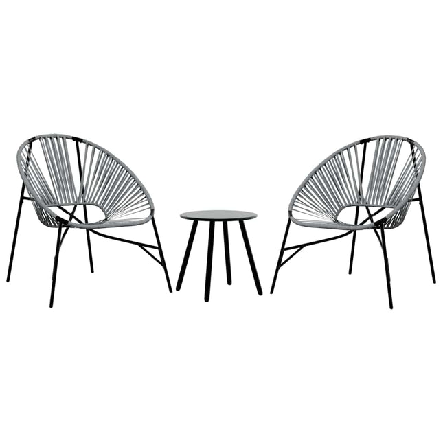 havestolssæt 3 stk. polyrattan sort og lysegrå
