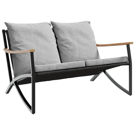 havebænk med hynder 120 cm stål sort