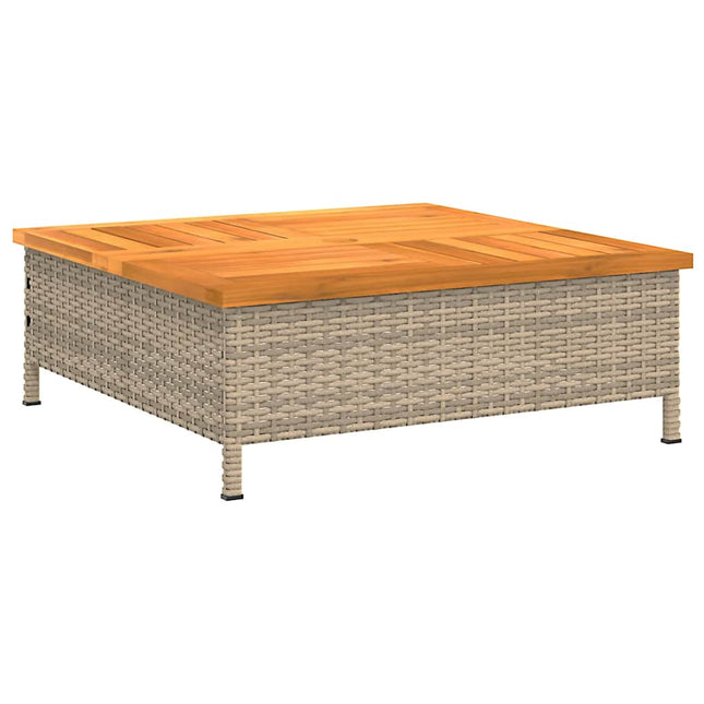 havebord 70x70x25 cm rattan og massivt akacietræ beige