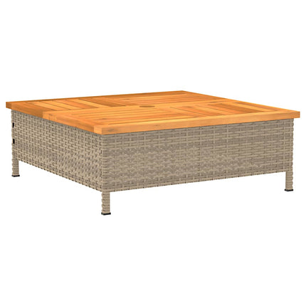 havebord 70x70x25 cm rattan og massivt akacietræ beige