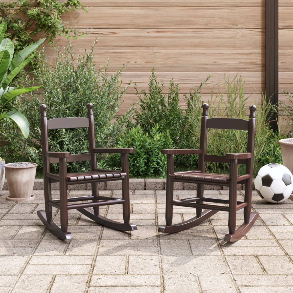 gyngestole 2 stk. til børn massivt poppeltræ brun