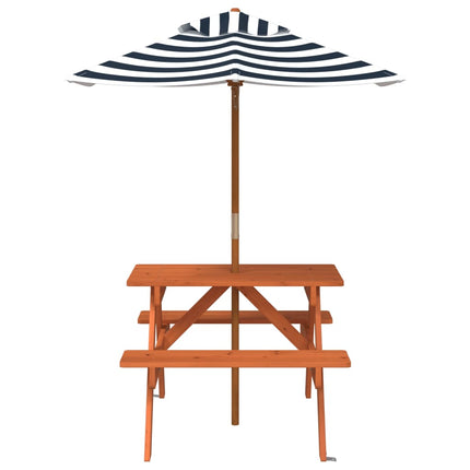 picnicbord til 4 børn m. parasol massivt grantræ