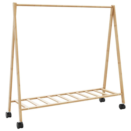 tøjstativ med hylder og hjul 106x34x106,5 cm bambus