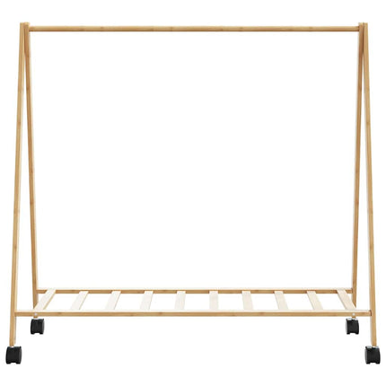 tøjstativ med hylder og hjul 106x34x106,5 cm bambus