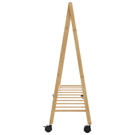 tøjstativ med hylder og hjul 106x34x106,5 cm bambus