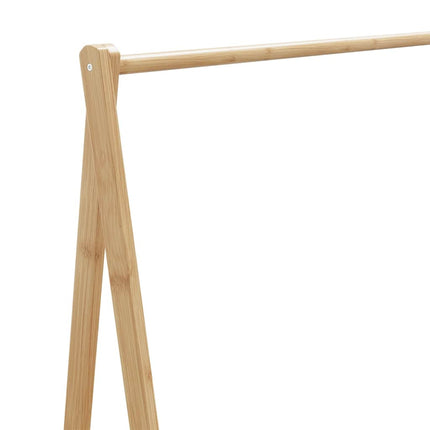 tøjstativ med hylder og hjul 106x34x106,5 cm bambus