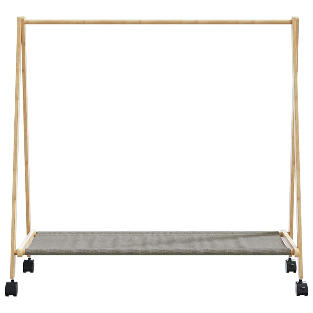 tøjstativ med hylder og hjul 106x34x106,5 cm bambus
