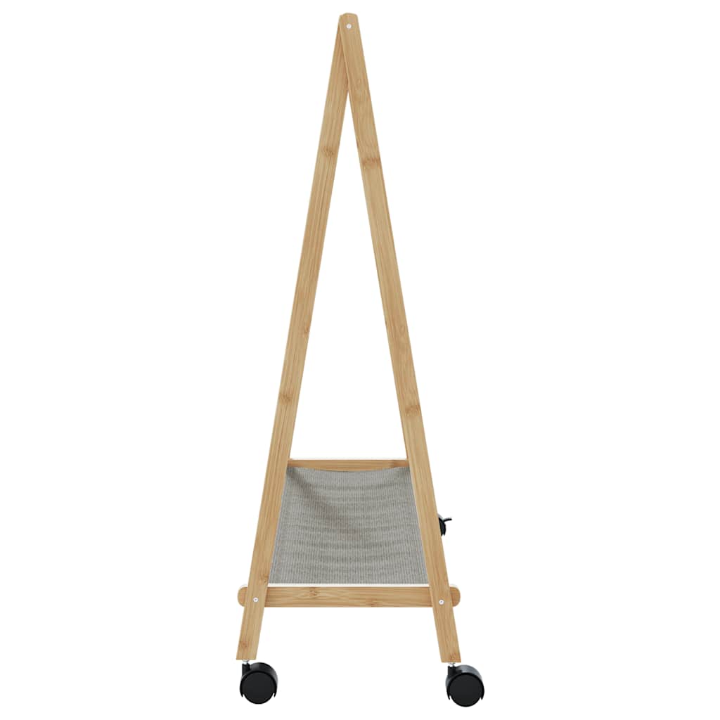 tøjstativ med hylder og hjul 106x34x106,5 cm bambus