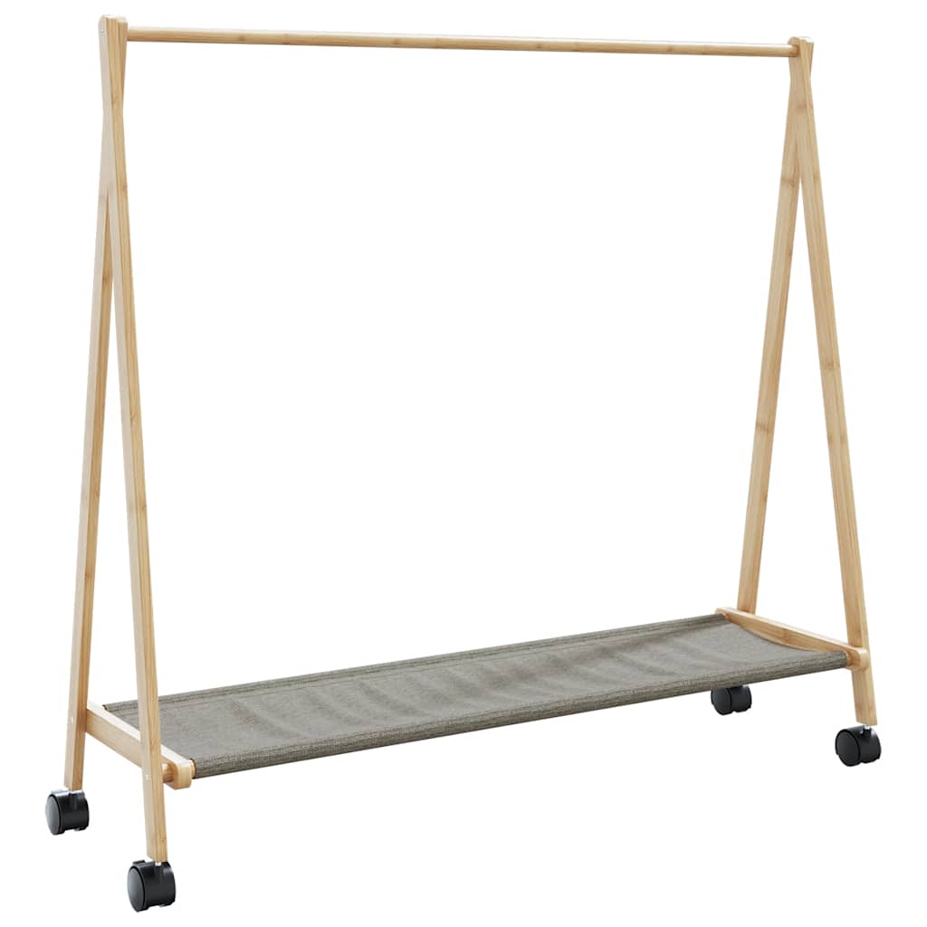 tøjstativ med hylder og hjul 106x34x106,5 cm bambus