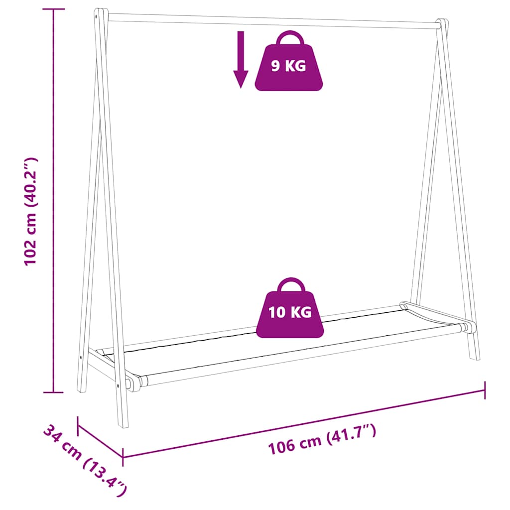tøjstativ med hylder 106x34x102 cm bambus