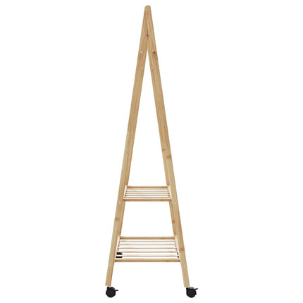 tøjstativ med hylder og hjul 96x45,5x155,5 cm bambus