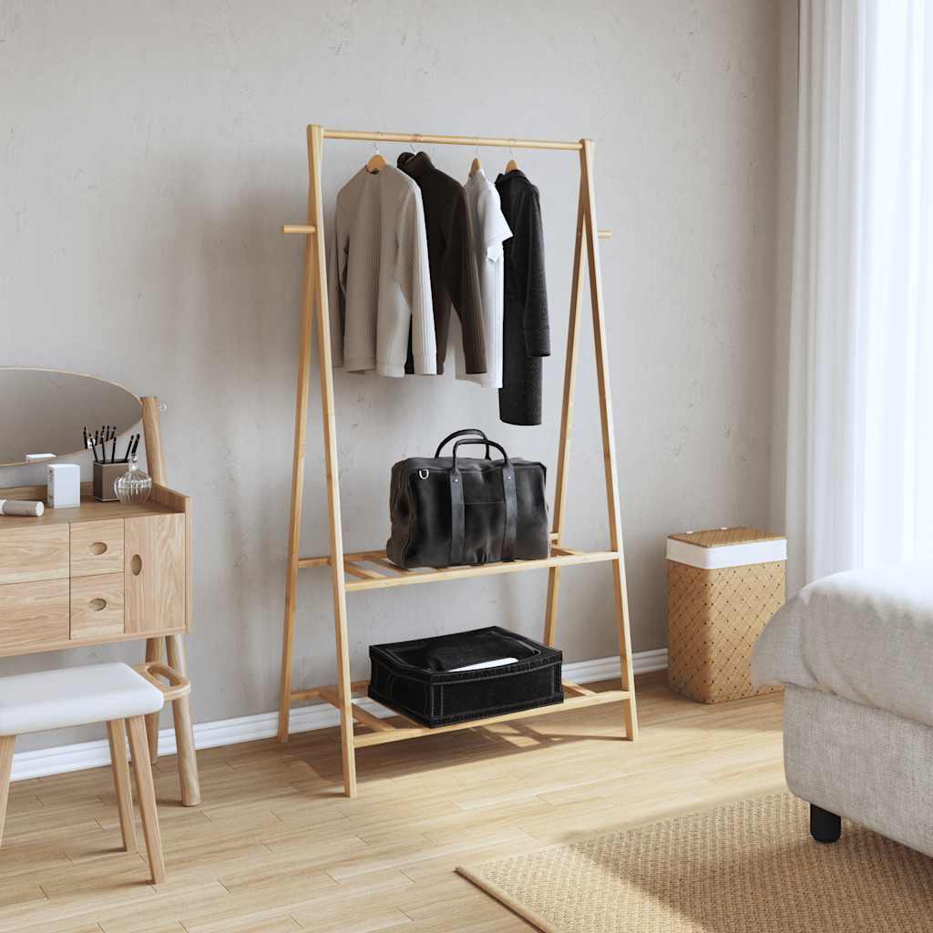 tøjstativ med hylder 96x45,5x150,5 cm bambus