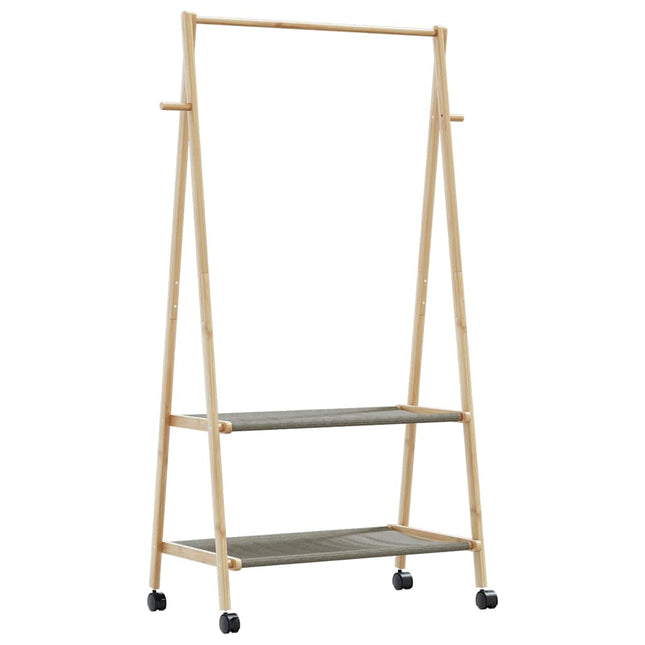tøjstativ med hylder og hjul 96x45,5x155,5 cm bambus