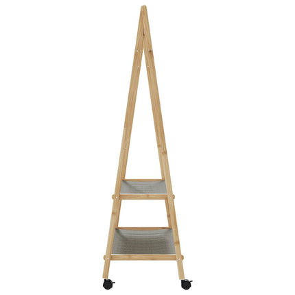 tøjstativ med hylder og hjul 96x45,5x155,5 cm bambus